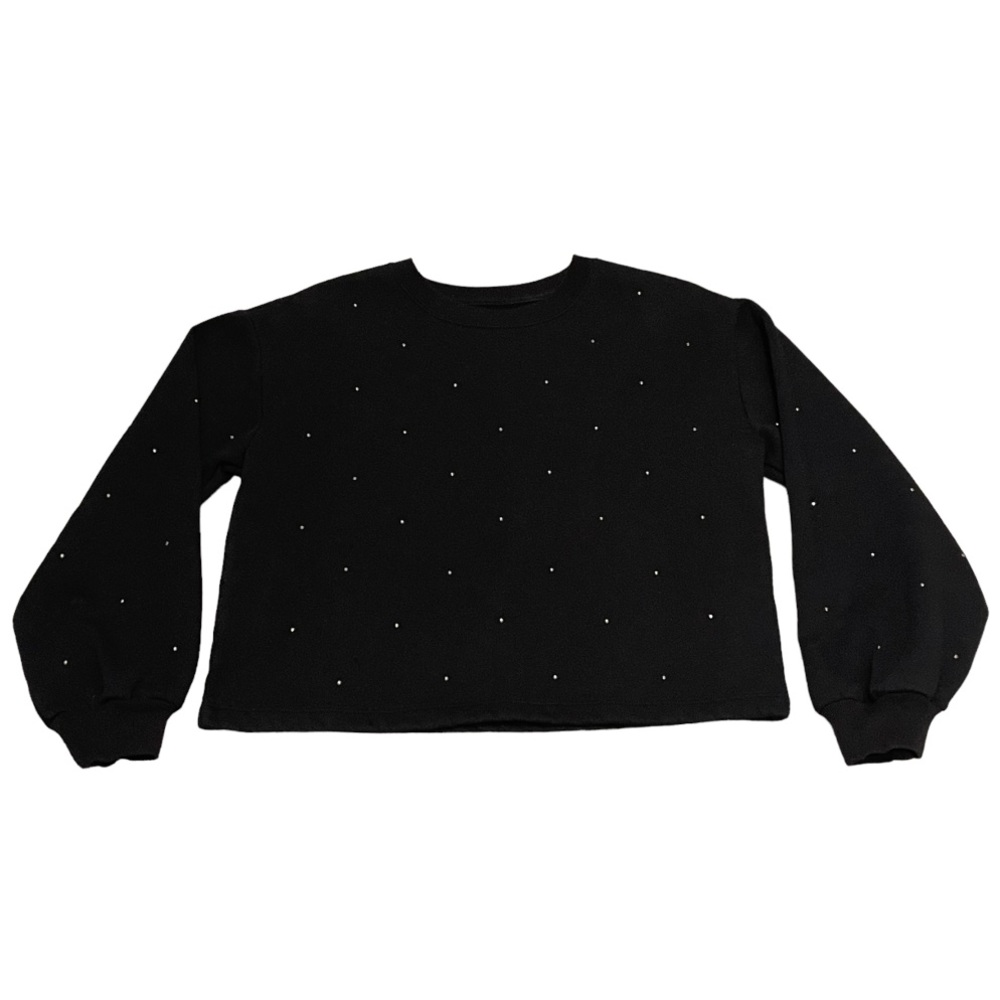 Gap Vintage Soft Cropped Rhinestone Sweatshirt Color Black Size XSmall
